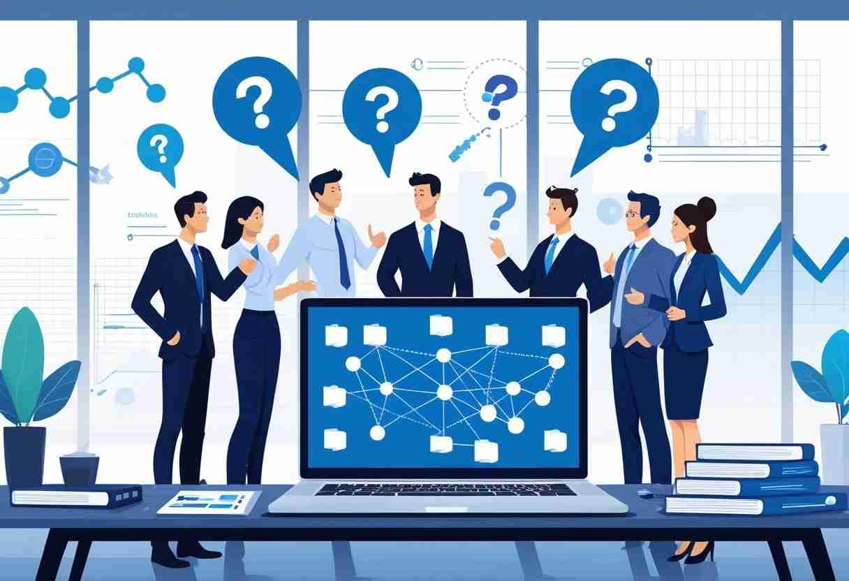 Directory Link Building FAQ Collaboration - Team of professionals collaborating on link building questions and directory strategies