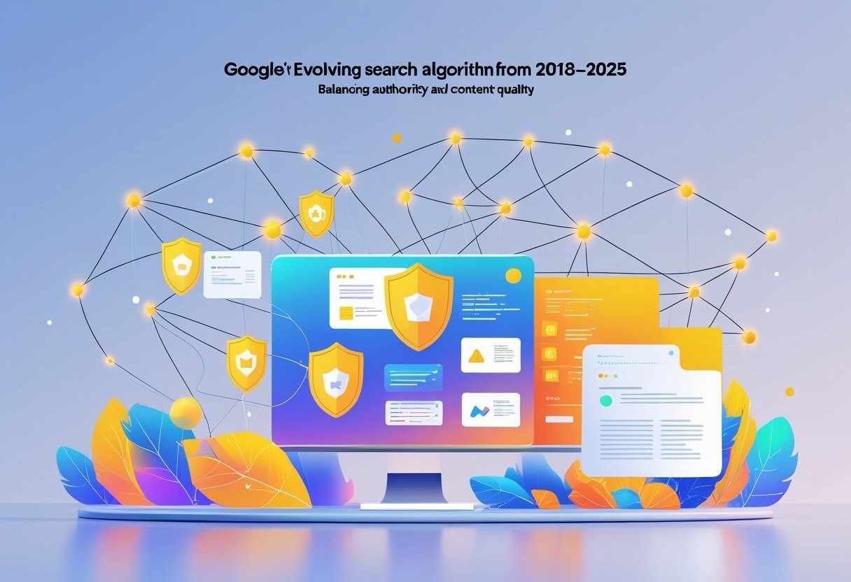 Google Algorithm Evolution Timeline 2018-2025 - Search Engine Authority and Content Quality Balance